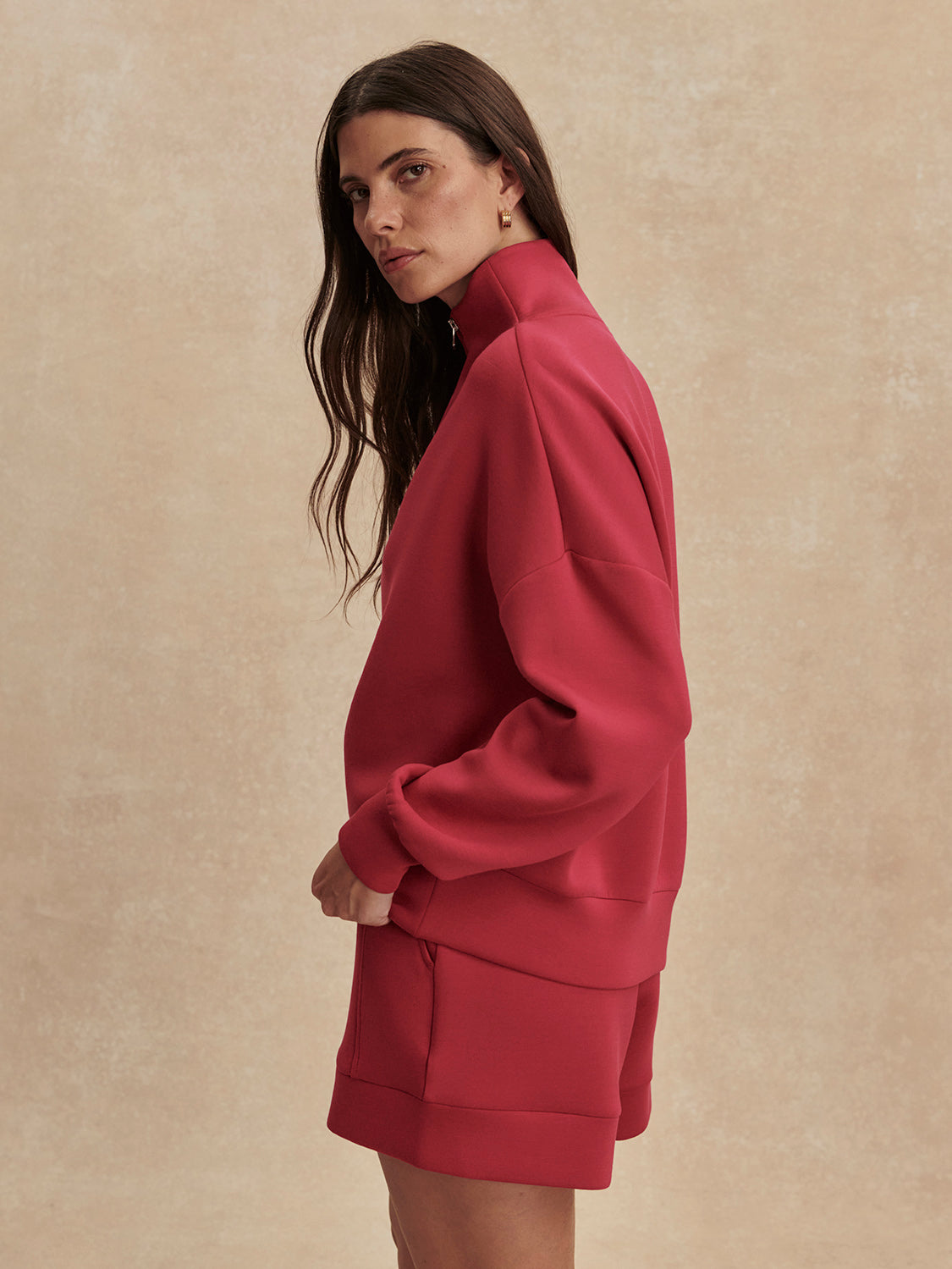 Hawley Half Zip Sweat | Rich Raspberry
