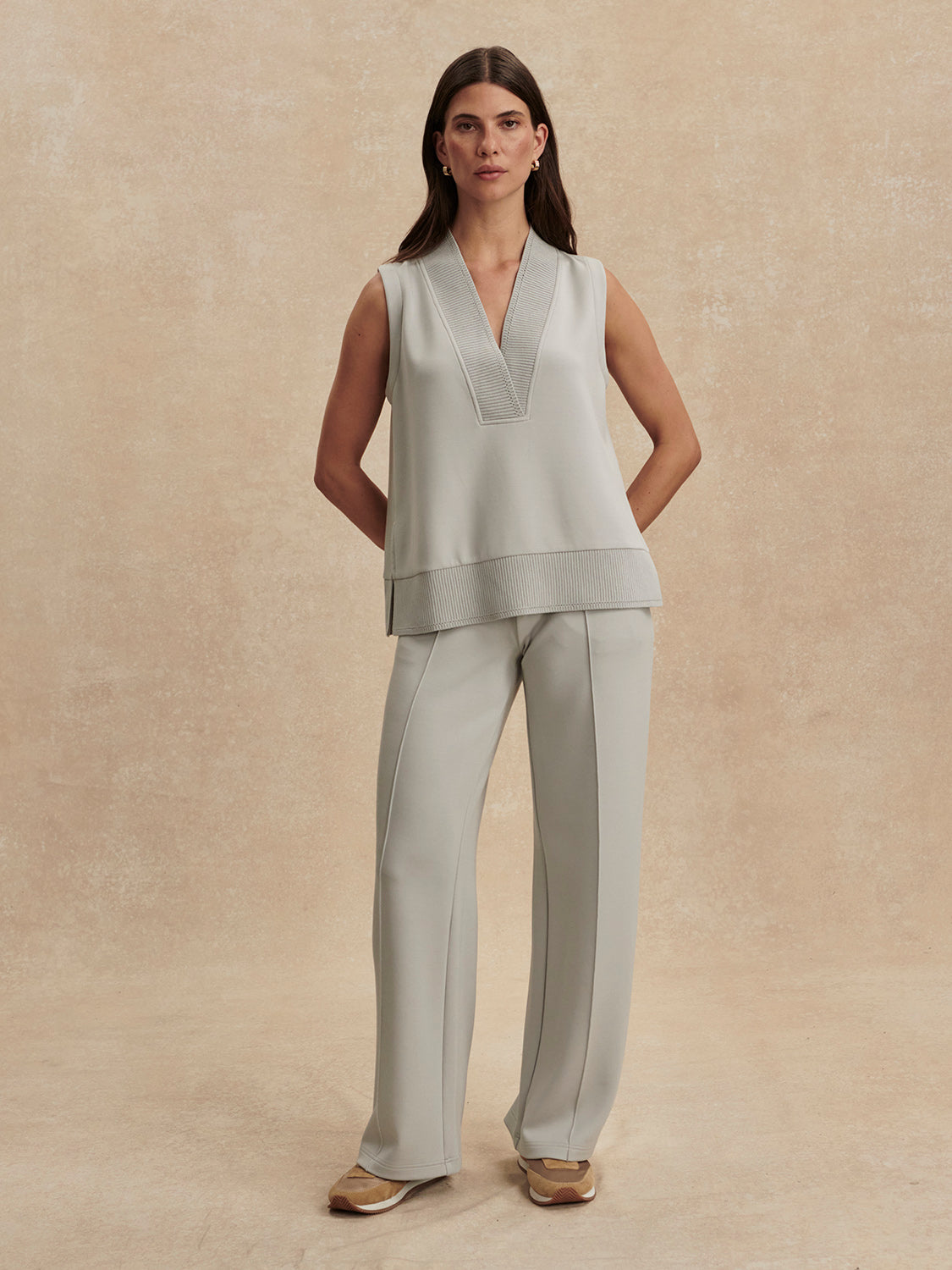 Freida V Neck Tank | Blue Clay