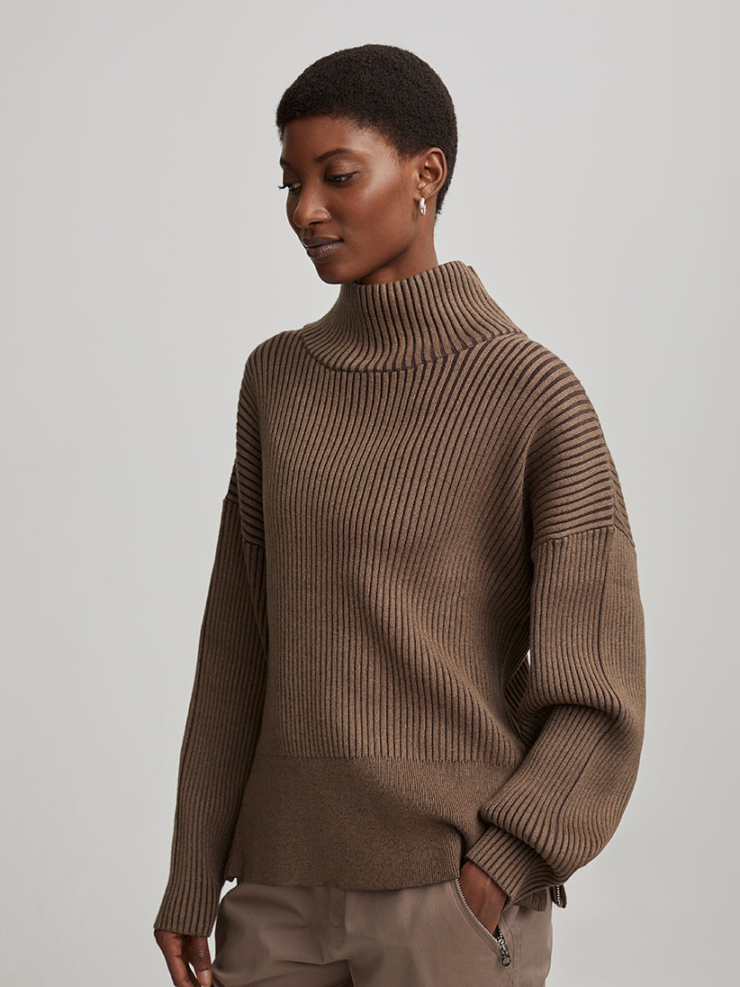 Mayfair Mockneck Knit in Shiitake Marl