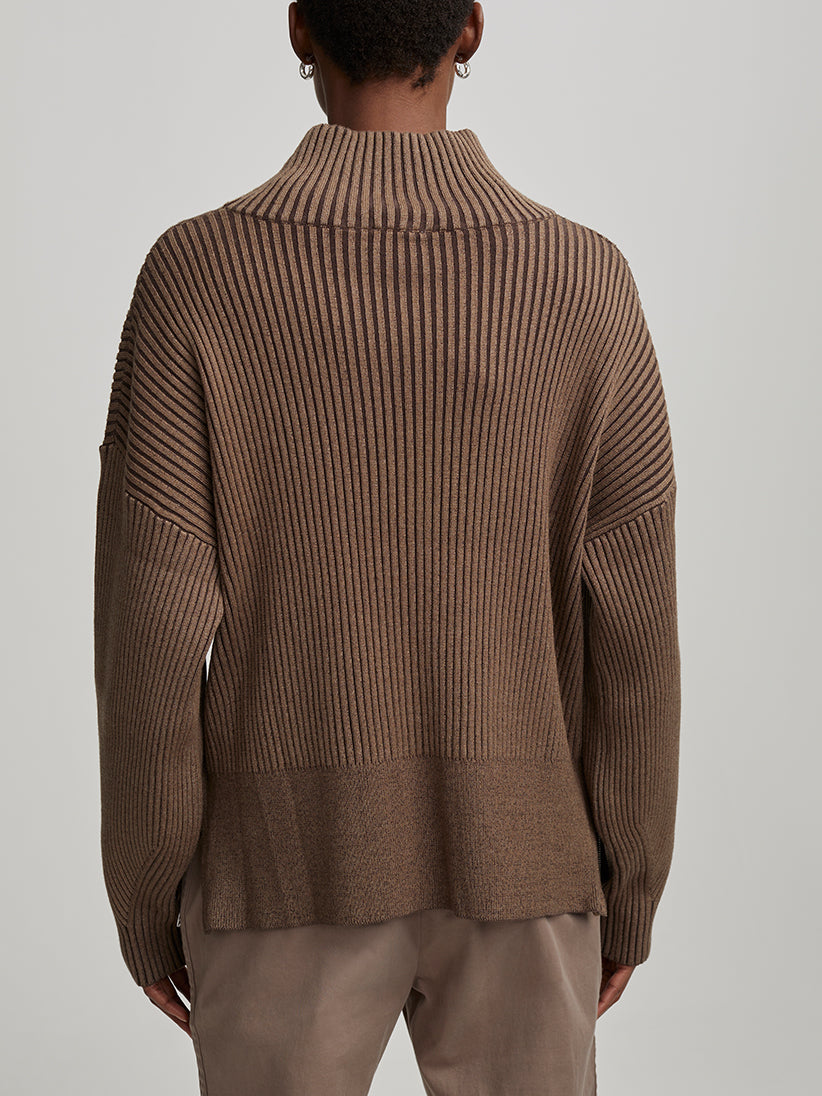 Mayfair Mockneck Knit in Shiitake Marl