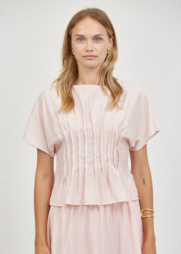 Aurelia Pleated Blouse | Light Pink
