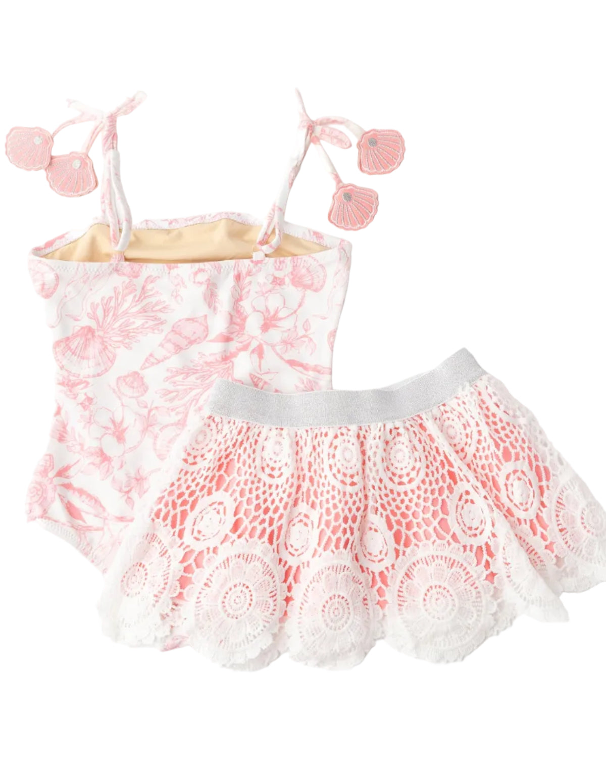 Girls One Piece & Skirt Swimsuit | Seaside Toile