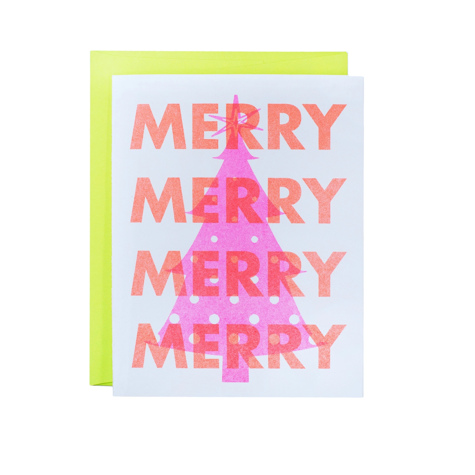 Merry Pink Tree Holiday Greeting Card