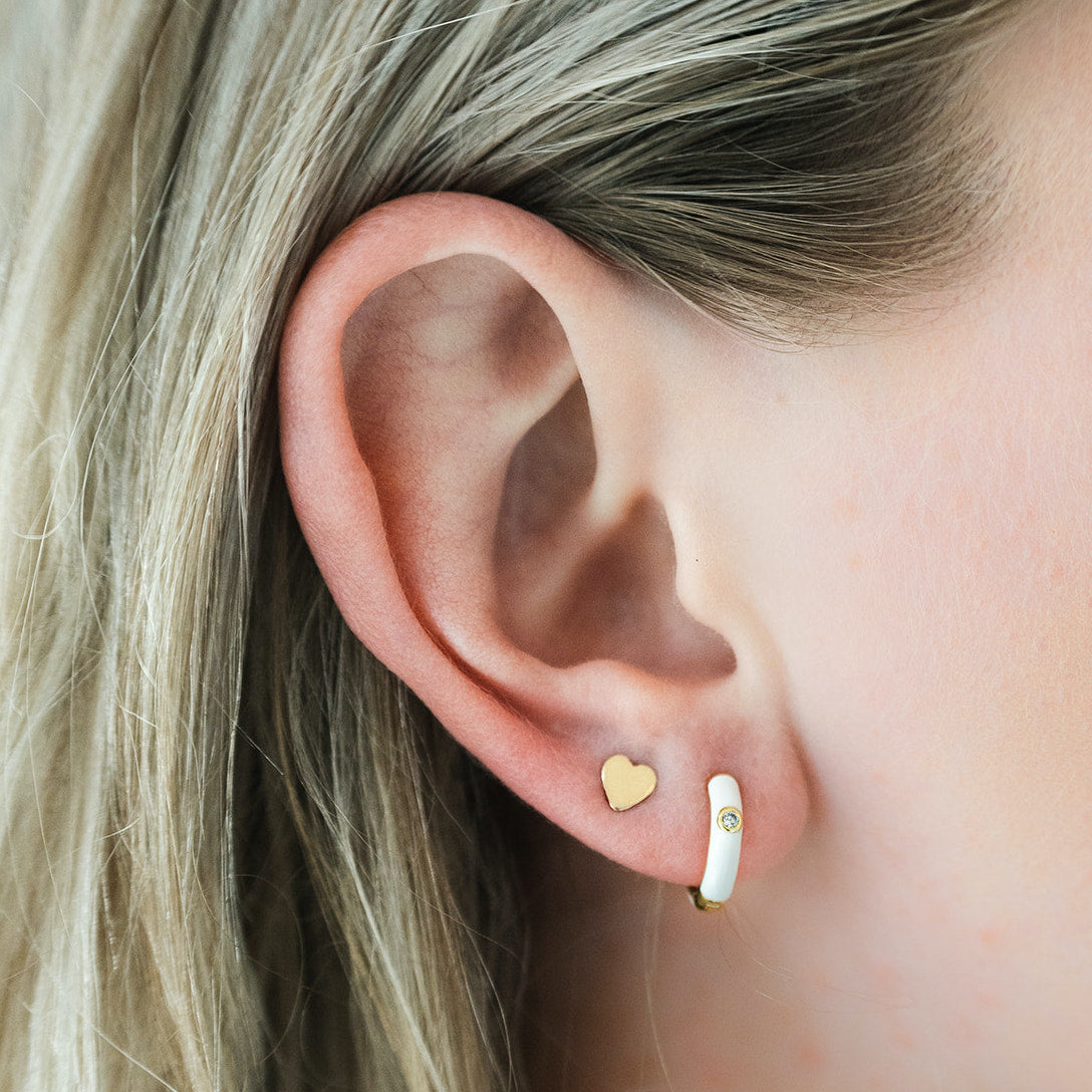 Penny Hoops with CZ Stone | White