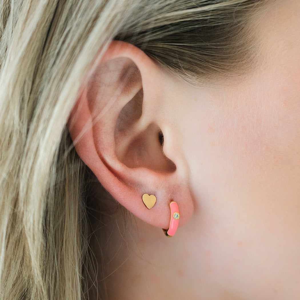 Penny Hoops with CZ Stone | Hibiscus