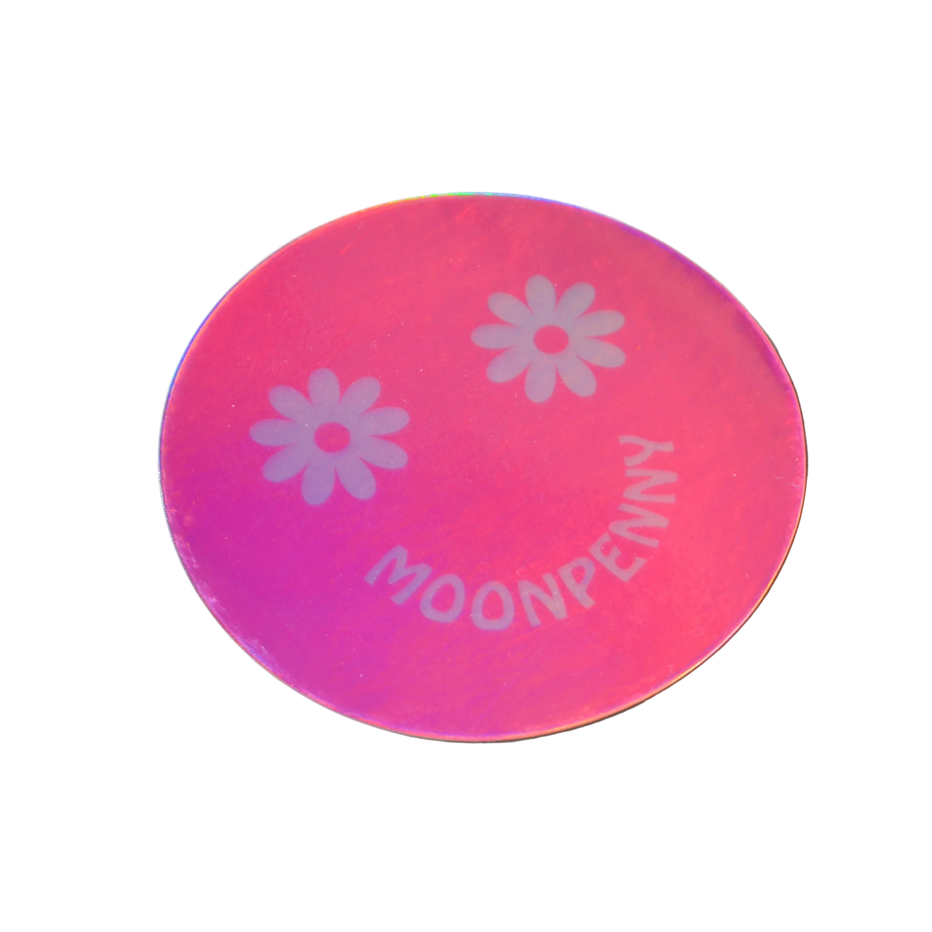 Daisy Face Vinyl Sticker | Holographic Pink