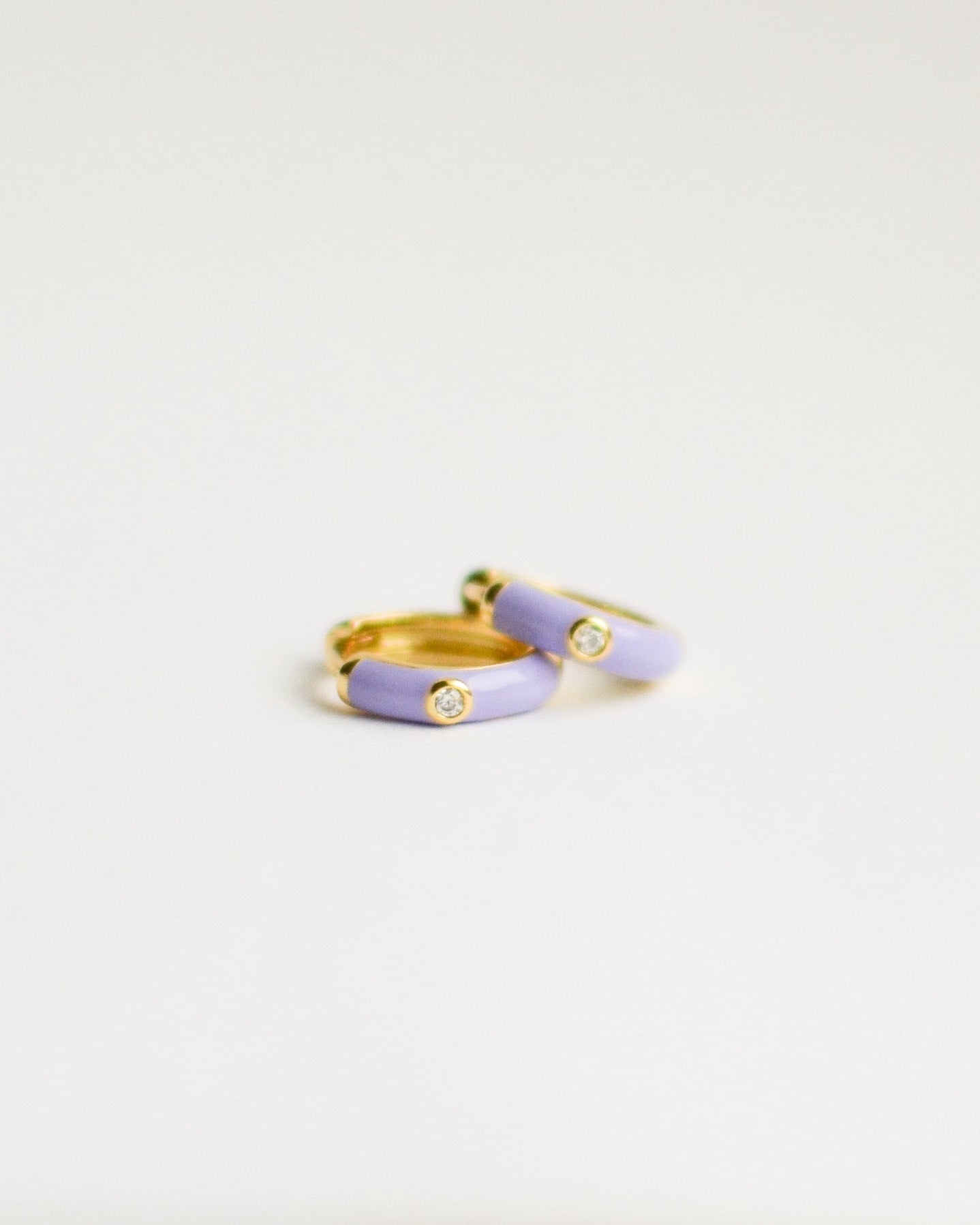 Penny Hoops with CZ | Lilac
