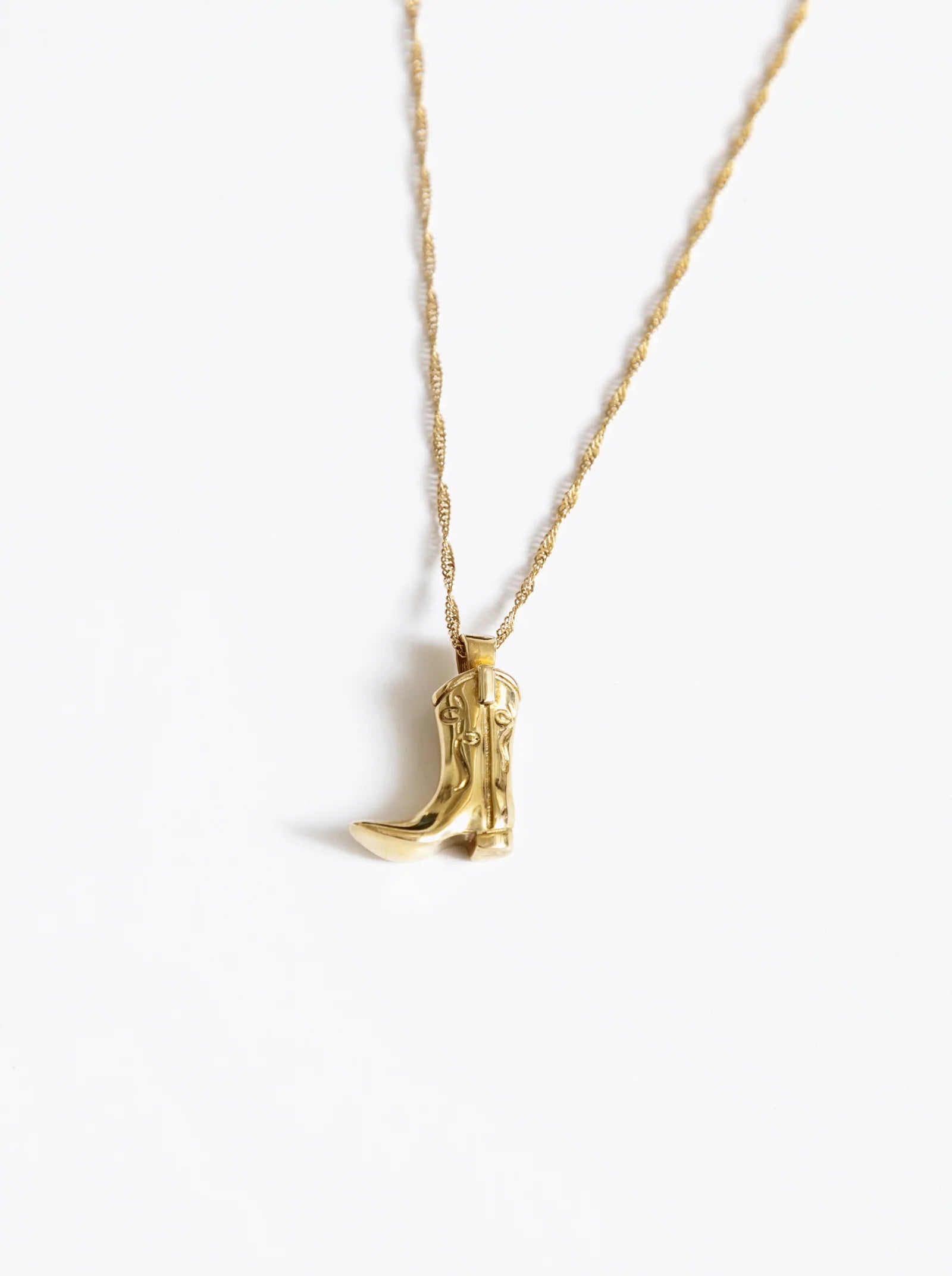 Cowboy Boot Charm Necklace in Gold