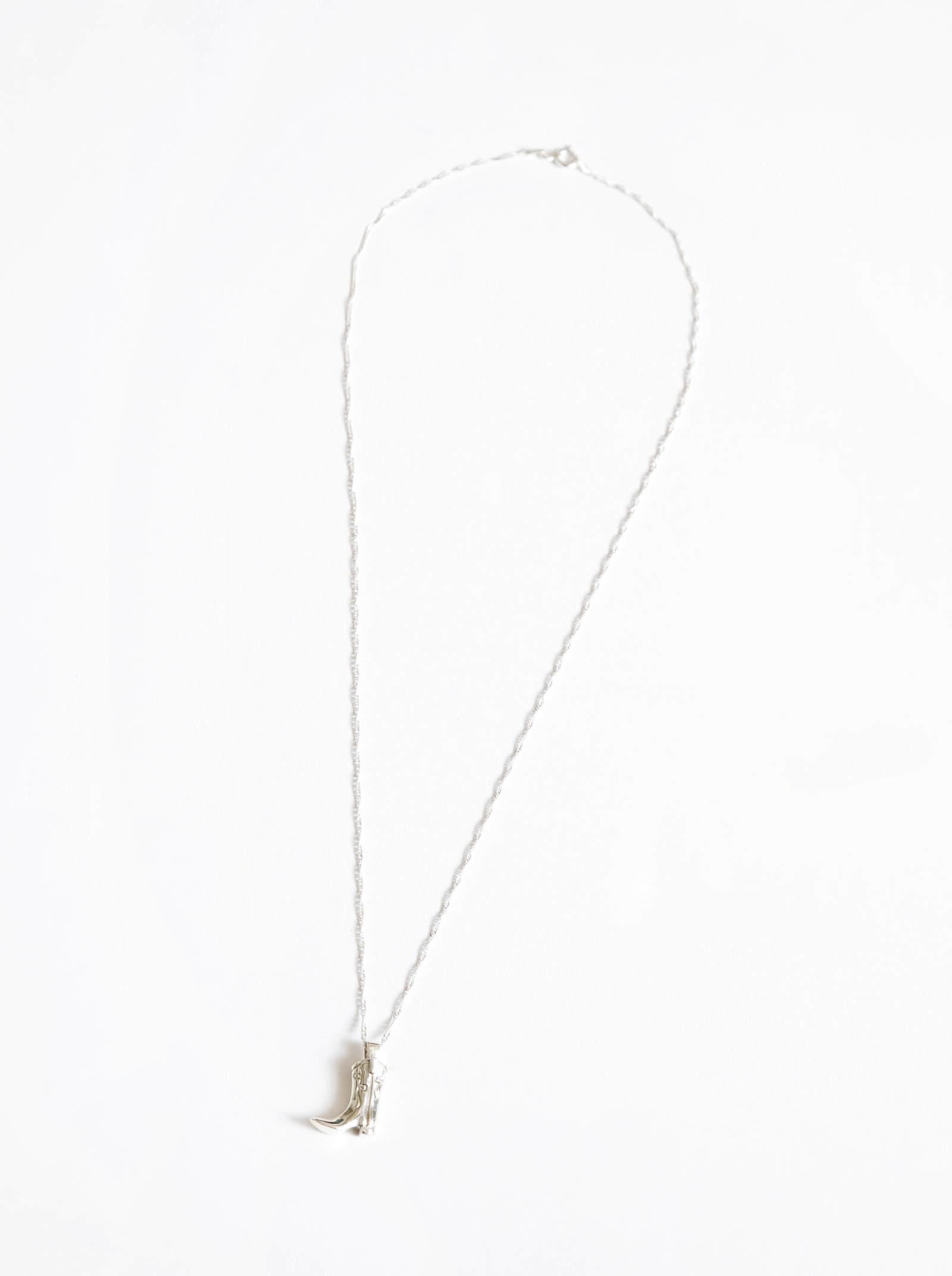 Cowboy Boot Charm Necklace in Silver