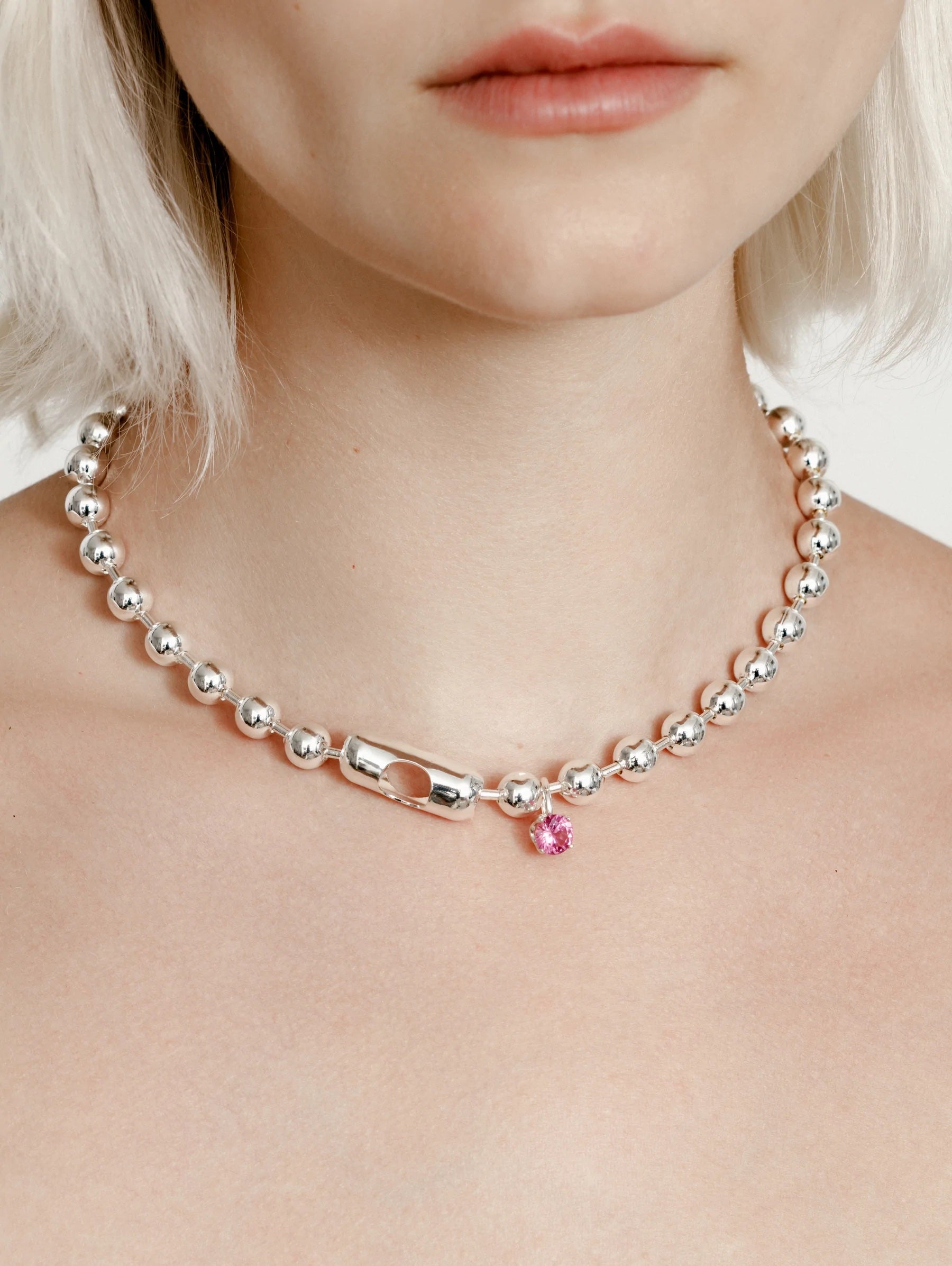 Zoie Necklace in Pink and Sterling Silver